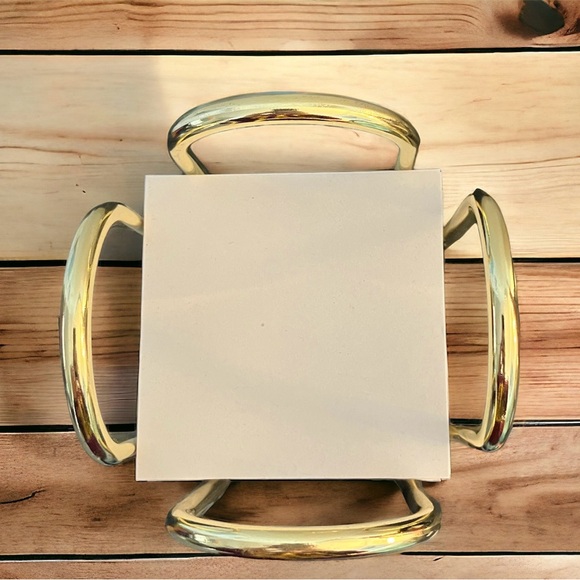 Vintage Brass Plated Art Deco Post It Note Holder Office Decor 4"X4" Square 80's - Picture 2 of 4